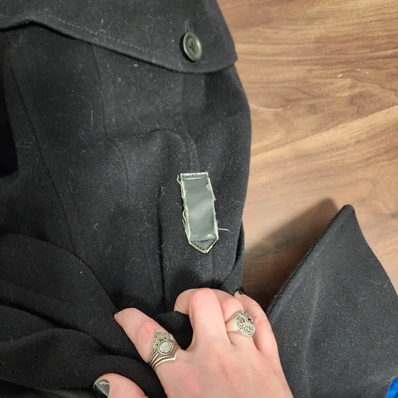 London Fog Heritage Black Wool Blend Trench Coat with Leather Accents - Picture 14 of 16